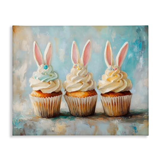 Stupell Industries Festive Bunny Ear Cupcakes Canvas Wall Art